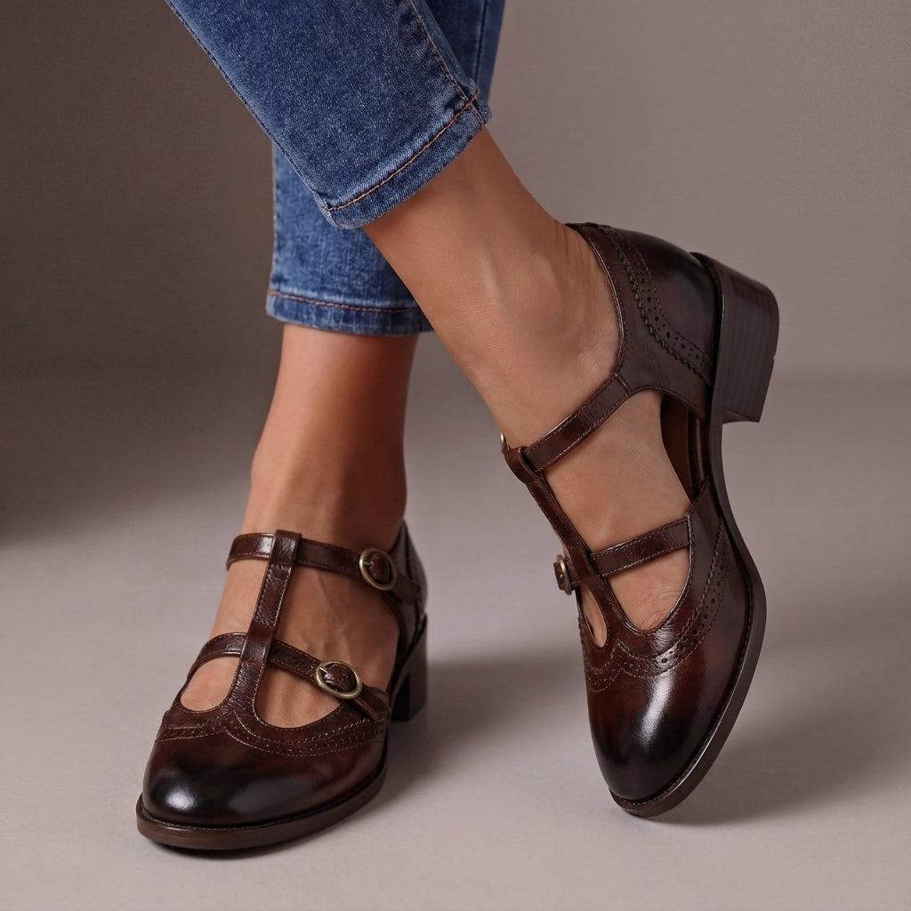 Lucinda leather brogue mary janes for women