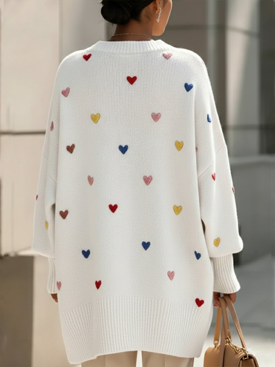 Irati heart print wool-blend sweater for women