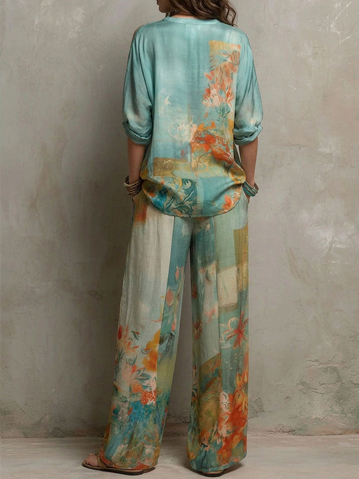 Clara | Floral Wide-Leg Two-Piece Set