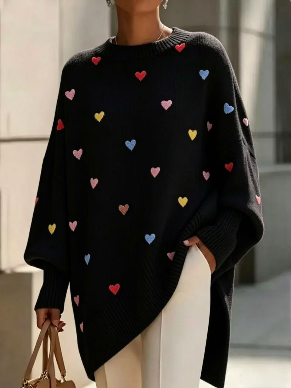 Irati heart print wool-blend sweater for women