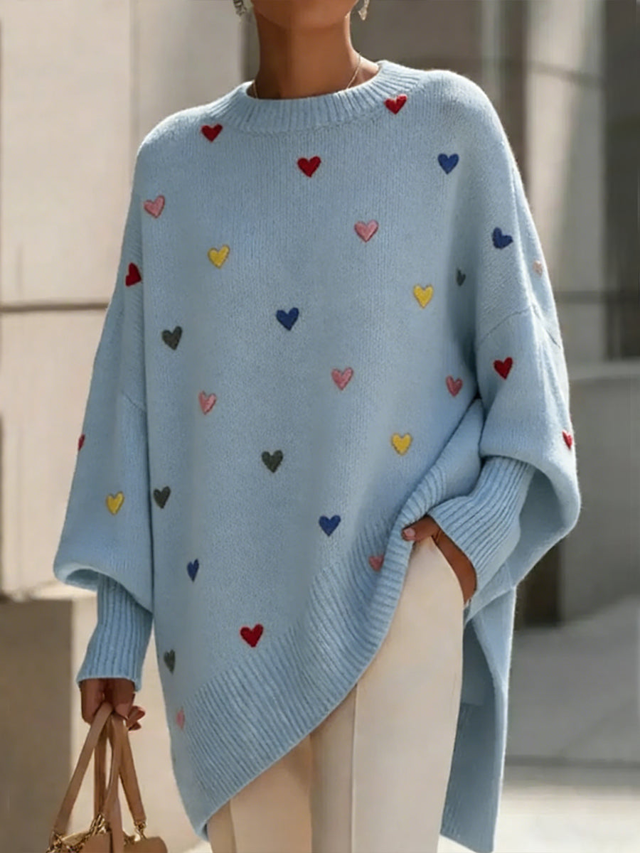 Irati heart print wool-blend sweater for women