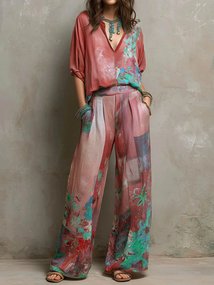Clara | Floral Wide-Leg Two-Piece Set