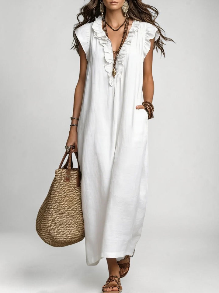 Camélia | Boho Linen-Cotton Maxi Dress