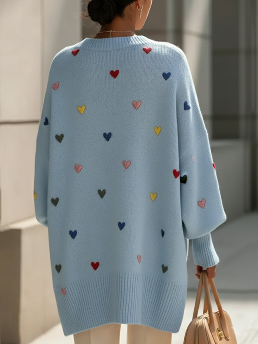 Irati heart print wool-blend sweater for women