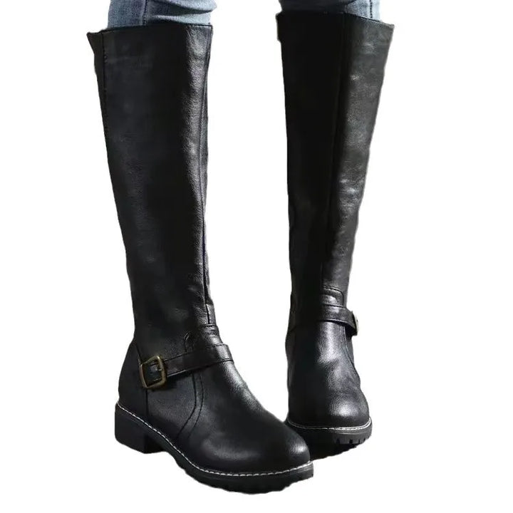 Marielle buckle leather tall boots for women